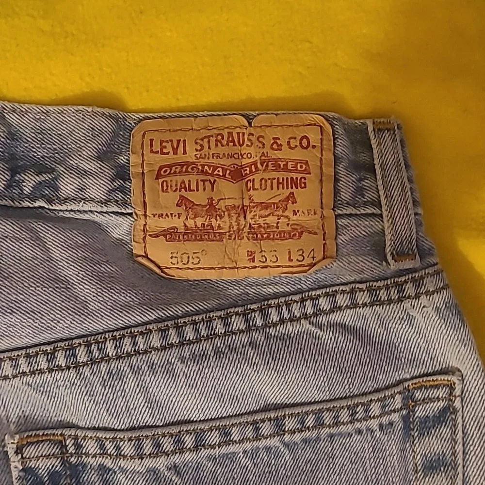 Levi’s 505 Vintage 90's Denim Faded Thrashed Blue Jeans Straight Leg 31 x 32